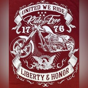 Men’s XXL Patriotic United We Ride Liberty & Honor 1776 Chopper Red Muscle Shirt